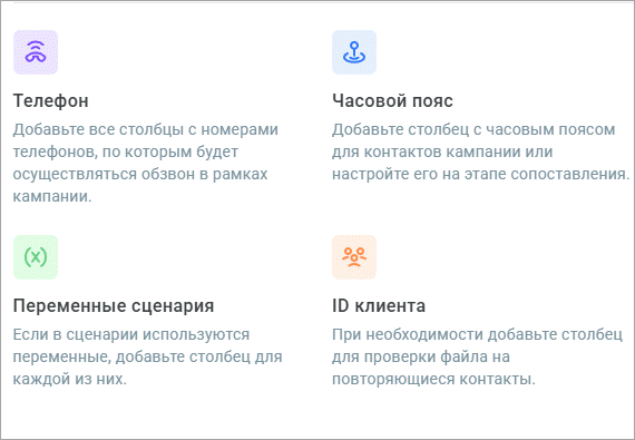 Необходимые столбцы Необходимые столбцы