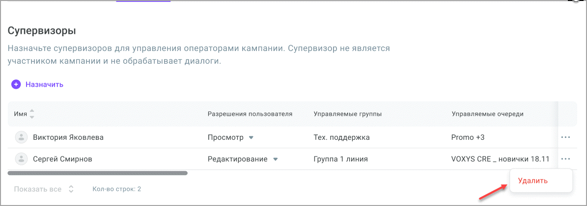 Удалить супервизора Удалить супервизора