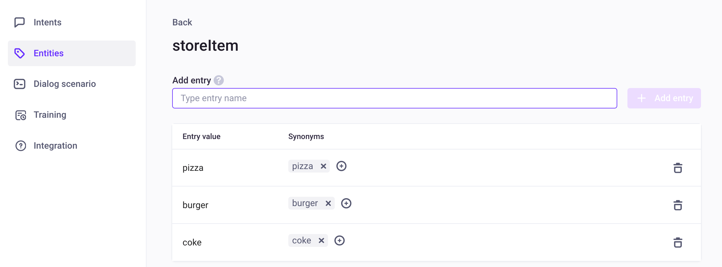 Adding entity entries