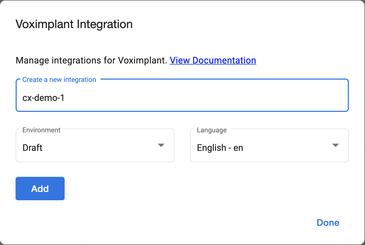 Create a new integration